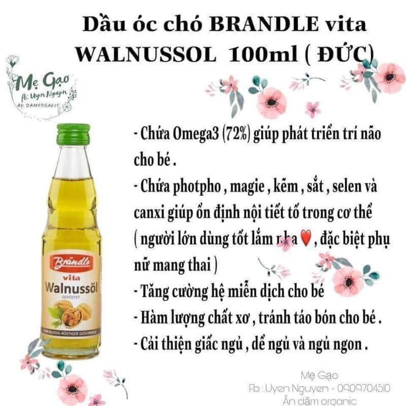 Dầu óc chó đức nguyên chất 100ml cho bé ăn dặm