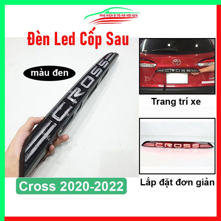 Ốp tay cốp sau có đèn led Toyota Cross 2020-2022 màu đen ánh sáng đỏ trang trí xe