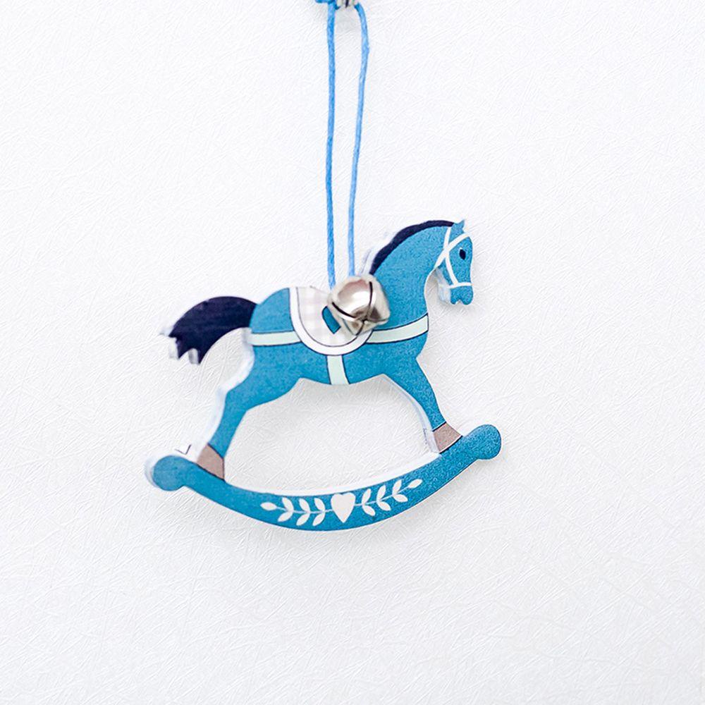 Set 3 Phụ Kiện Treo Trang Trí Giáng Sinh Bằng Gỗ Hình Ngựa Bập Bênh DIY