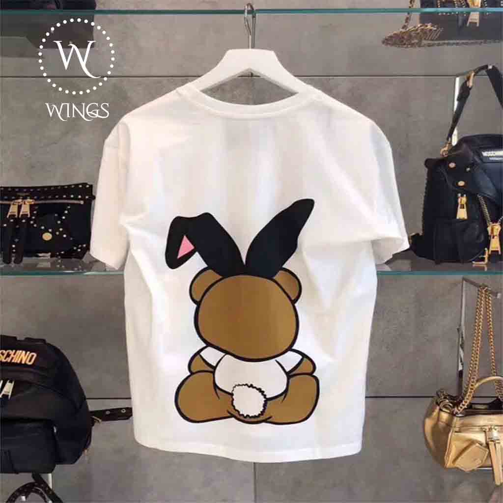 Áo thun nữ fom rộng tay lỡ dấu quần moschino teddy rabit
