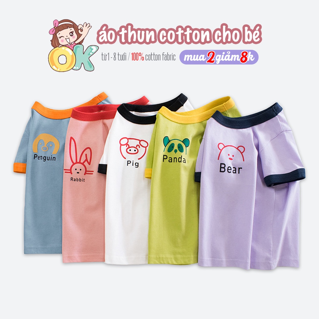 Áo thun cho bé 27HOME họa tiết hình thú đáng yêu chất cotton mềm mịn