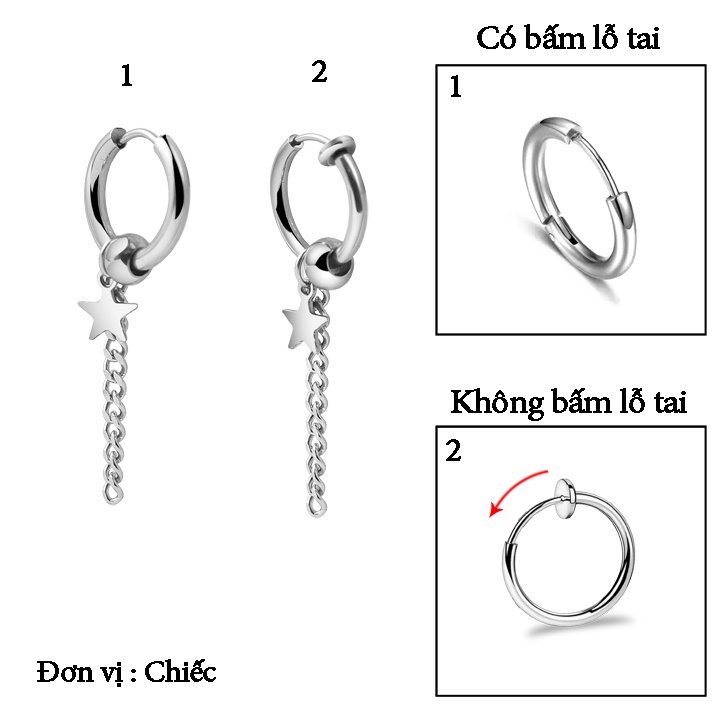 BÔNG TAI INOX KPOP KHOEN TRÒN THỜI TRANG HÀN QUỐC
