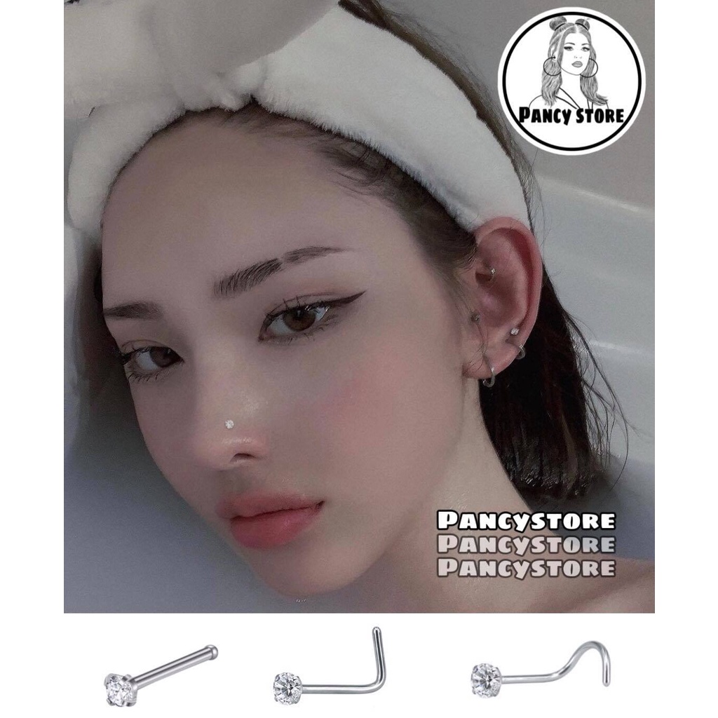khuyên mũi đính kim tròn nhiều kiểu size kim 3mm