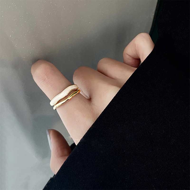 Nhẫn Hai Lớp Phong Cách Harajuku hip hop Thời Trang Cao Cấp