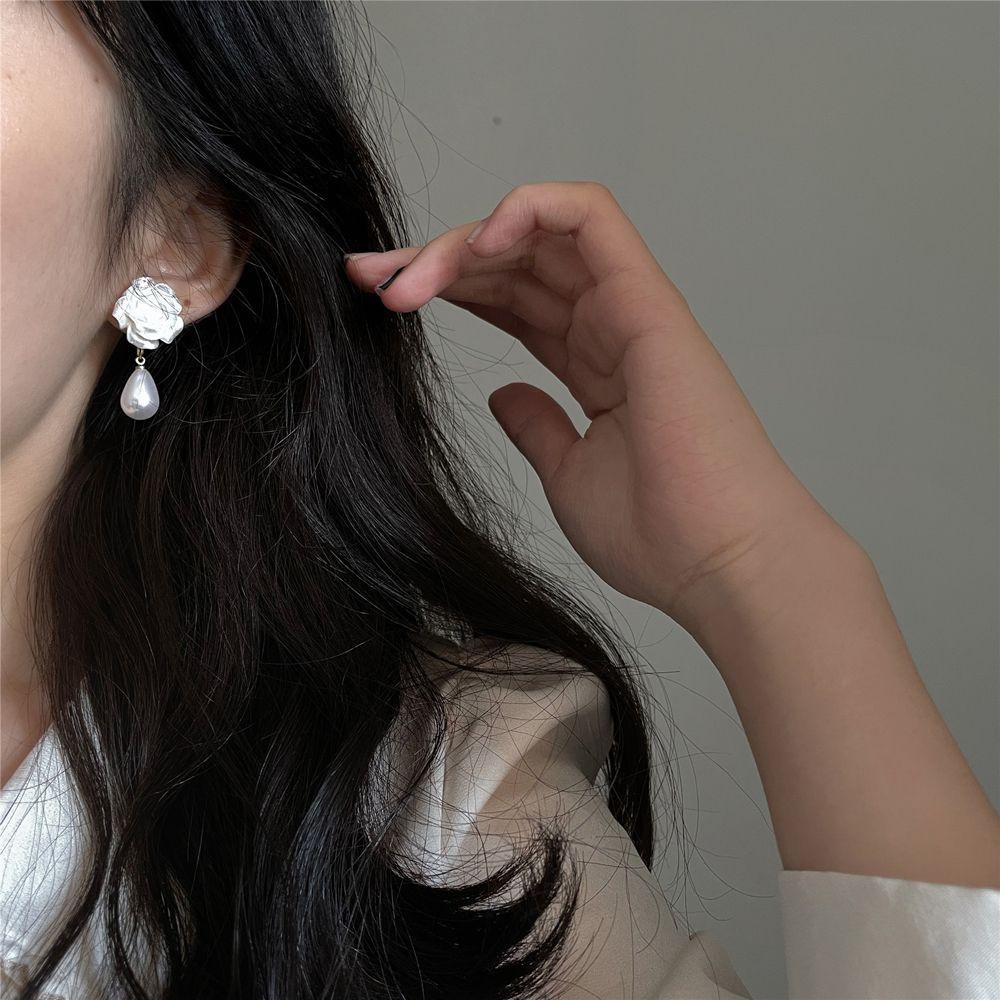 FORBETTER Đôi Khuyên Tai Hình Hoa Hồng Thời Trang Cho Nữ