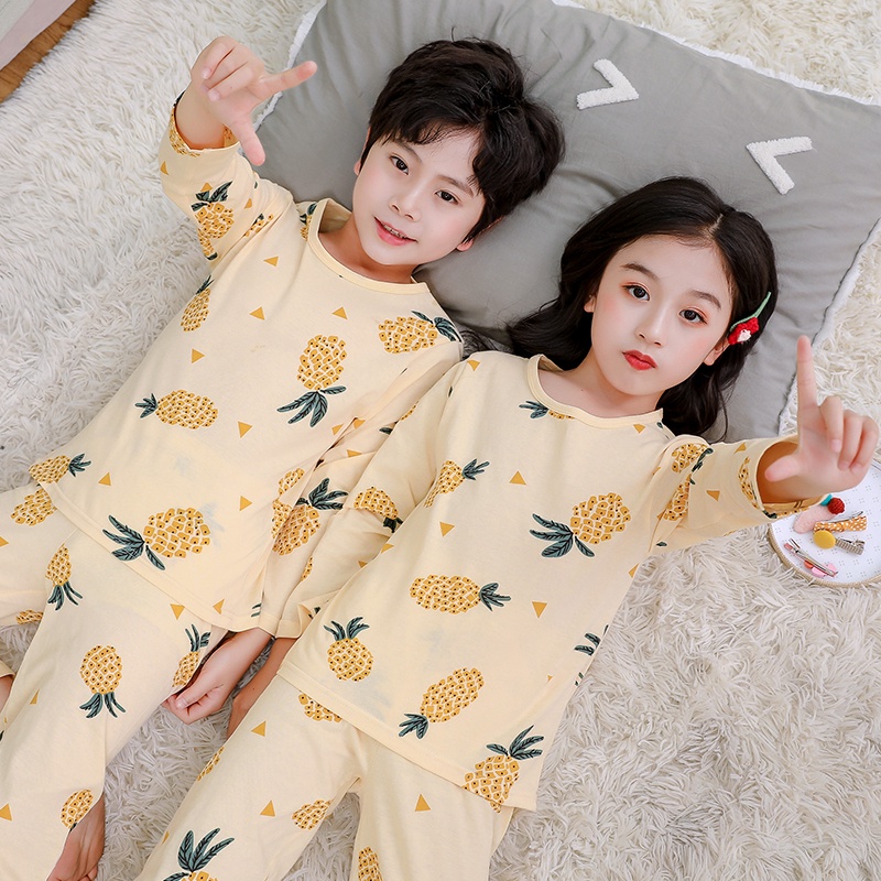ABreeze Bộ Đồ Ngủ Vải Cotton Mỏng Mềm Mại In Họa Tiết Hoạt Hình Dễ Thương Dành Cho Bé Cỡ 100-180