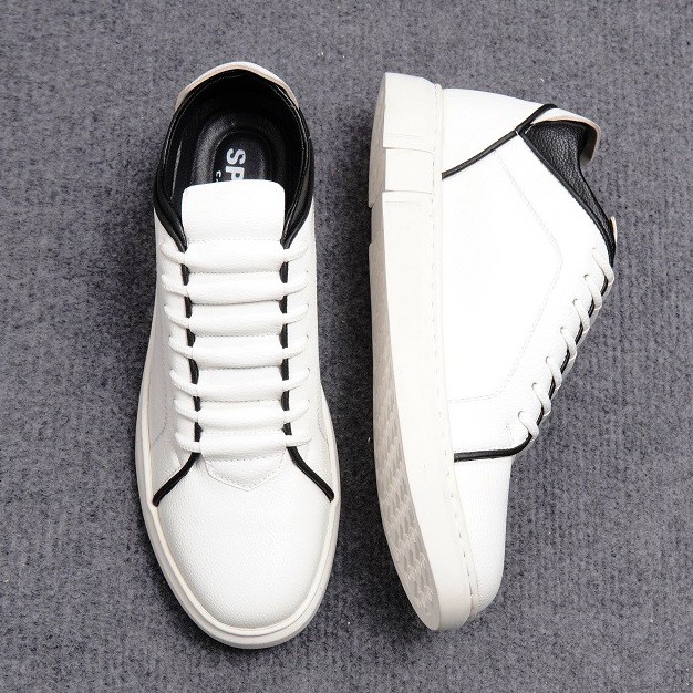 Giày thể thao sneaker nam cổ thấp màu trắng phối viền đen chất liệu da pu cao cấp GT08 - Puno Official Store
