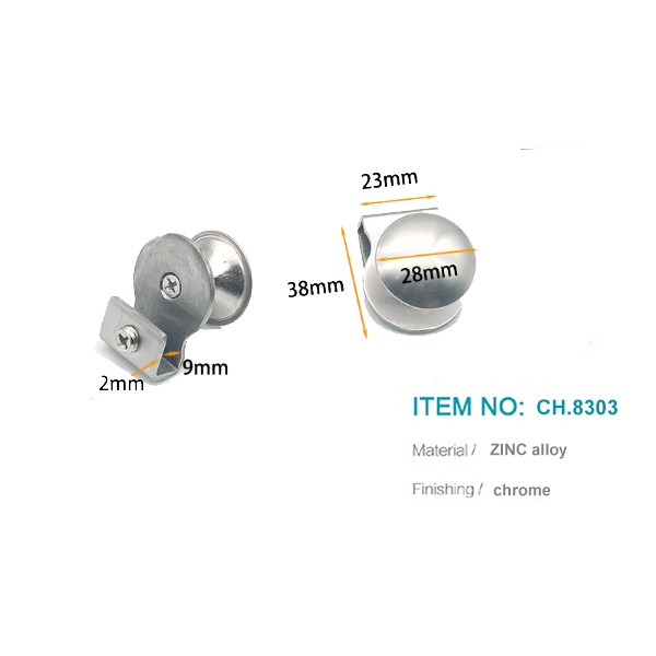 Núm tay nắm tròn cho cánh tủ kính CH8303