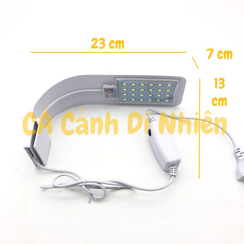 Đèn LED màu trắng, đổi màu kẹp thành hồ cá thủy sinh size 30-40cm M-280 - Đèn hồ cá mini, để bàn văn phòng