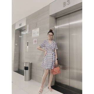 (girlxinhshop)- Đầm kẻ sọc xanh ( hình thật shop tự chụp )