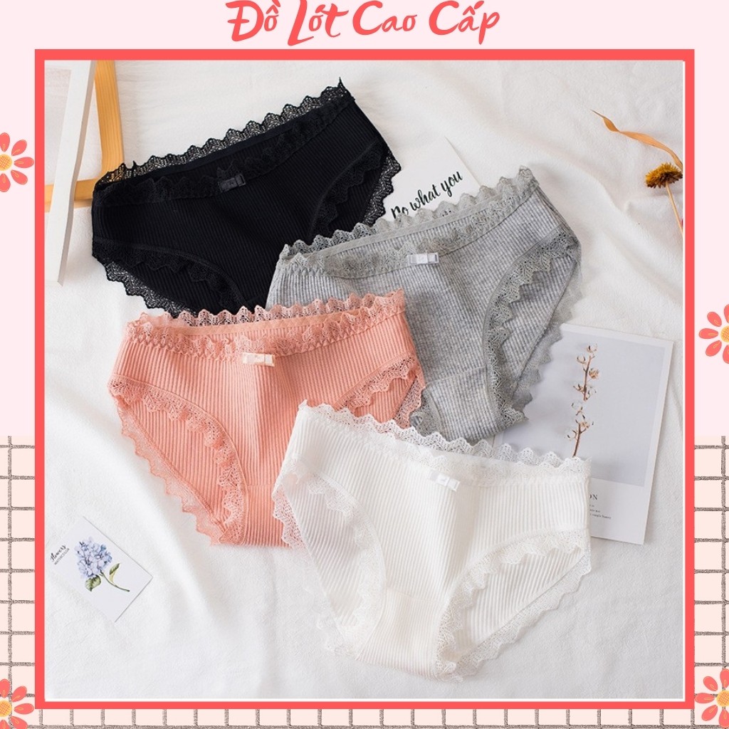 Quần Lót Nữ 💖FREESHIP 50K 💖 Quần Lót Cotton Cạp Ren Nâng Mông Xuất Nhật