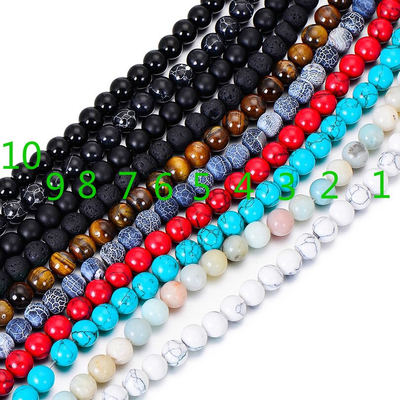 Chuỗi hạt đá tự nhiên 4mm 6mm 8mm 10mm dùng làm trang sức thủ công