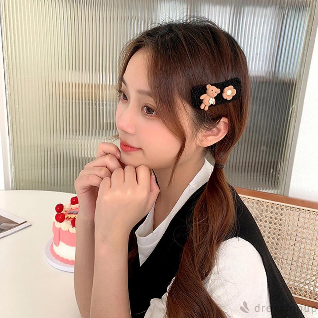 Kẹp tóc họa tiết thỏ/ gấu/ trái tim hoạt hình nhồi bông dễ thương cho nữ