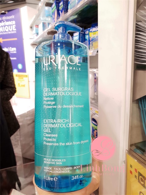 SỮA TẮM GIẢM MỤN LƯNG SIÊU THÍCH URIAGE EXTRA RICH DERMATOLOGICAL GEL 1000ML (kéo xem feedback và video)