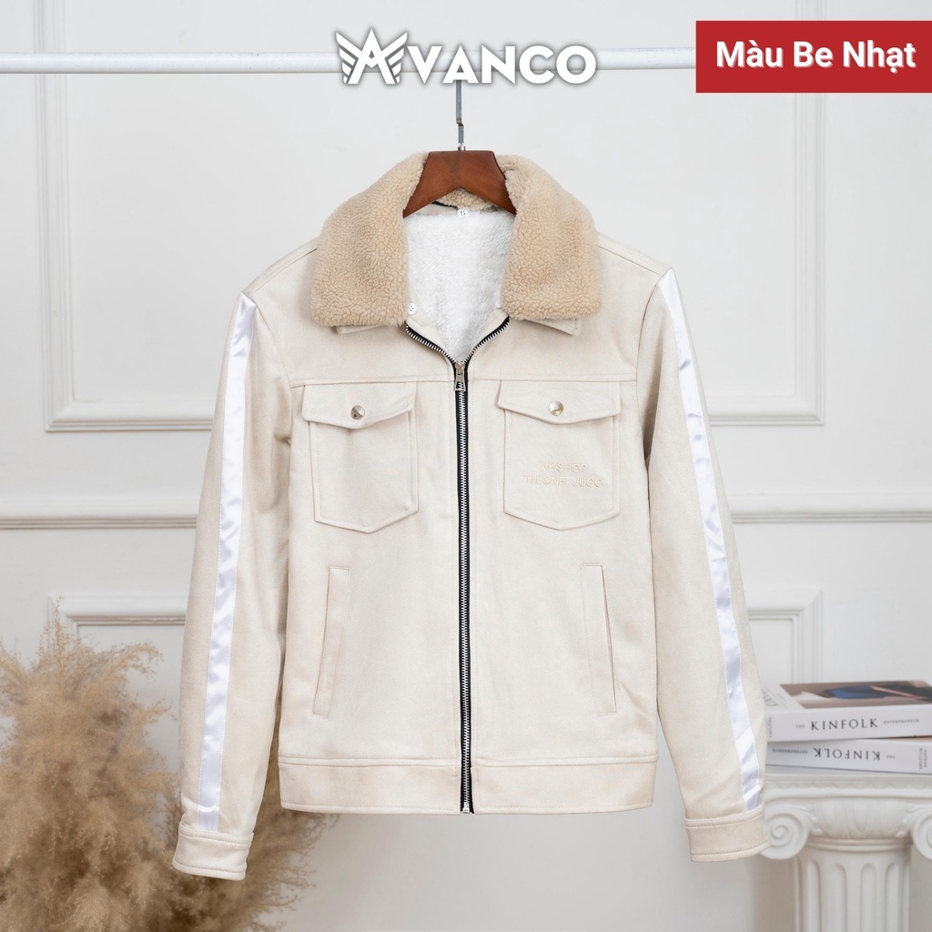 Áo khoác nam đẹp da lộn cổ lông tháo rời 2 lớp lót lông phong cách hàn quốc hàng thiết kế 2021 AVANCO