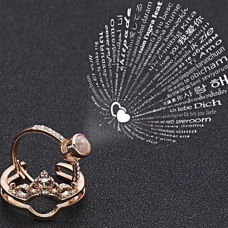 Bộ 2 Cái Nhẫn Đeo Tay Có Thể Điều Chỉnh 100 Ngôn Ngữ I love you-in-in-one Có Thể Điều Chỉnh Kích Thước Làm Quà Tặng Trang Sức Cho Cặp Đôi