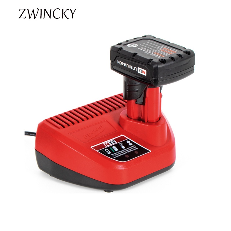 Bộ sạc pin cho pin lithium Milwaukee 10,8V 12V, Sạc pin máy Milwaukee N12, sạc pin 10.8V - 12V Li-ion, Bộ chuyển đổi pin N12 có USB