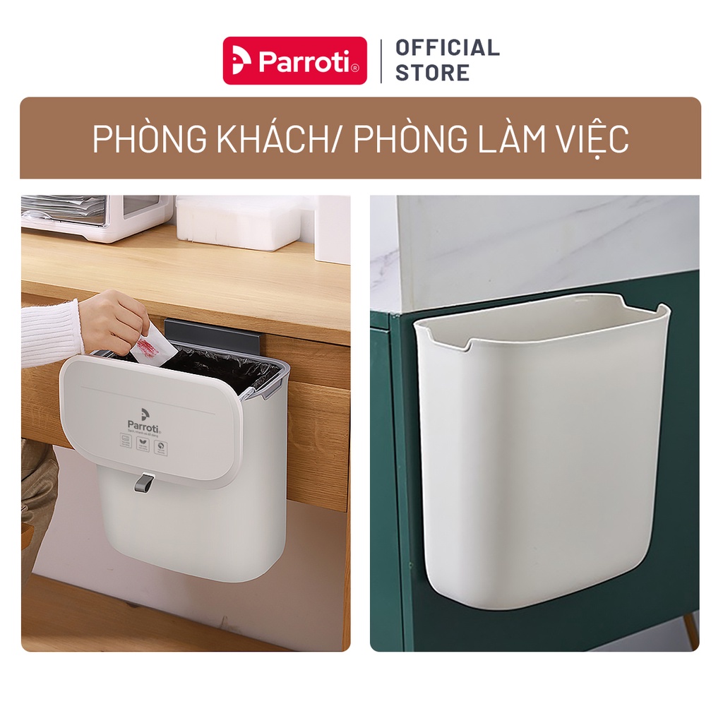 Thùng rác treo tủ bếp có nắp đậy thông minh, dán tường - Parroti Bin BN02