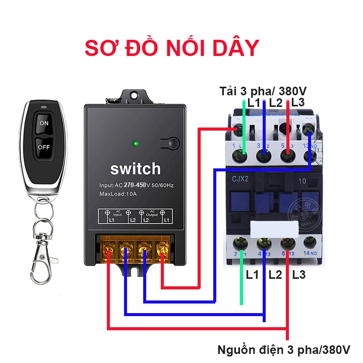 Công tắc điều khiển từ xa 3 pha  380v công suất 18A ,  25A,  32A