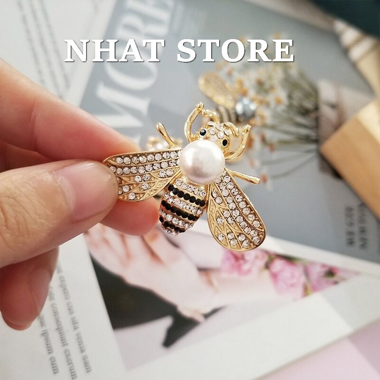 Ghim Cài áo hình con ong đính đá cao cấp phù hợp với áo vets, sơ mi, váy cho cả nam và nữ - Cài áo CA121