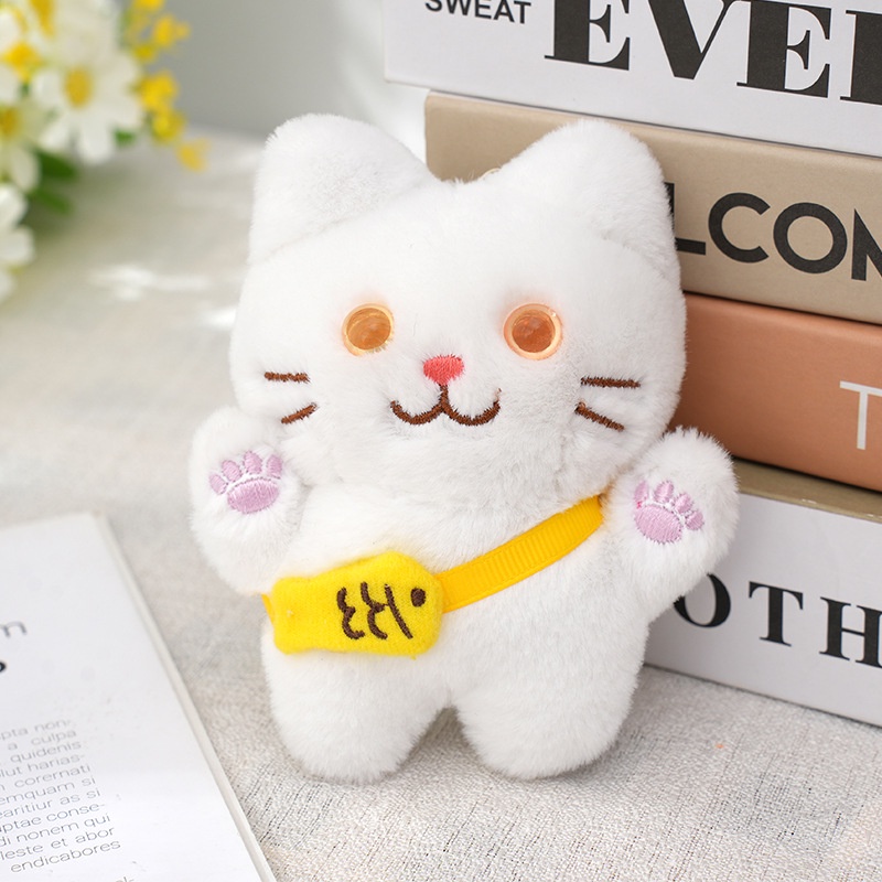 Móc khóa mèo đeo túi cá đáng yêu (2 màu)