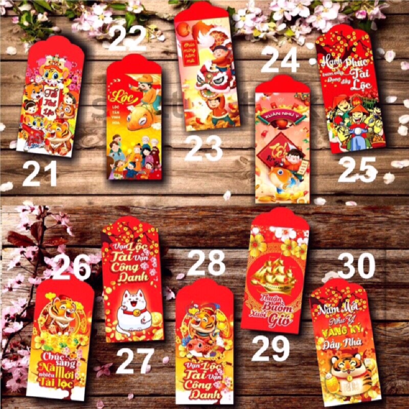 100 lì xì giấy dễ thương