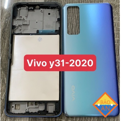bộ vỏ vivo Y31-2020 ( sườn, lưng,maket,kính cam,nút bân)