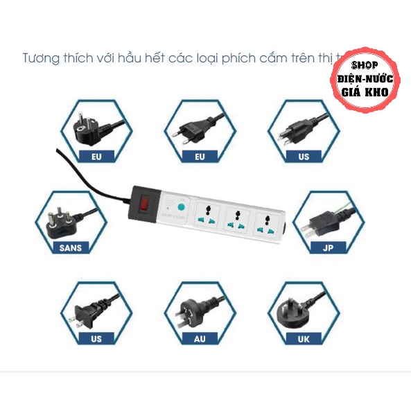 Ổ Cắm Thông Minh Rạng Đông OC02.WF đơn, 3m, 5m - Ổ Cắm Wifi 2500W - Chức Năng Hẹn Giờ, Điều Khiển Từ Xa qua internet