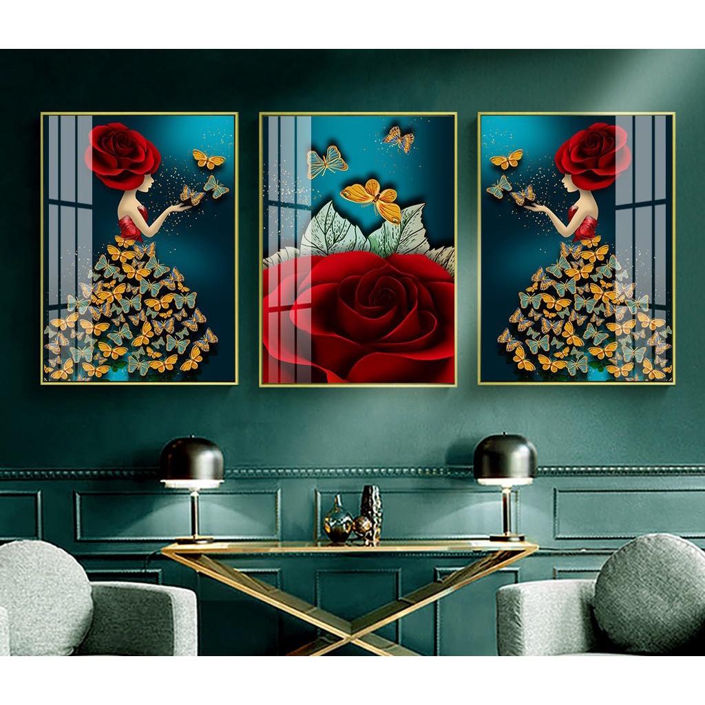 Tranh Treo Tường Tráng Gương- Bộ 3 Bức 40x60cm