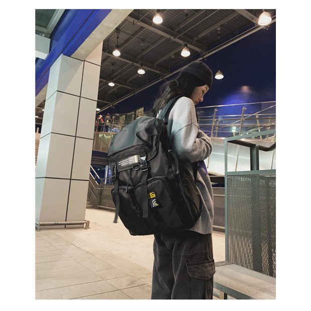 Balo đen NYC vải dù size to, đi học, đi chơi, FT42