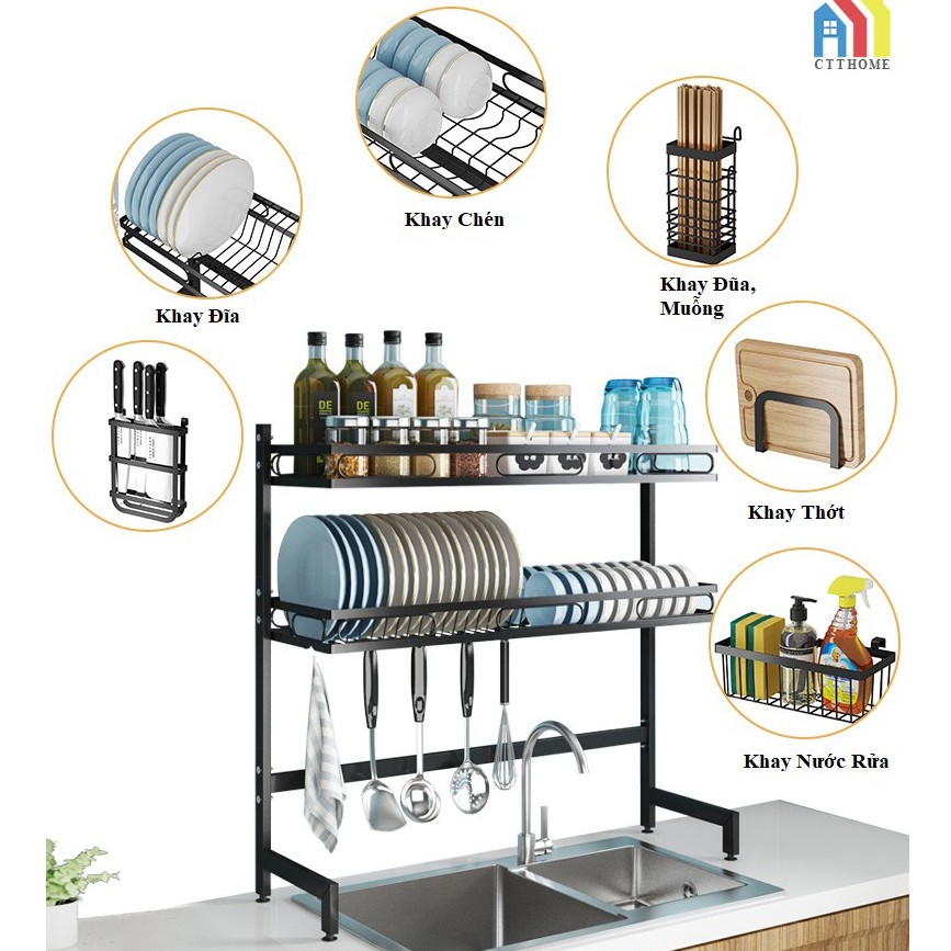 Kệ Tủ Úp Chén Đĩa Bát Trên Bồn Rửa Đa Năng - Siêu Cứng Chắc - Chống Gỉ Sét - Bảo Hành 2 Năm