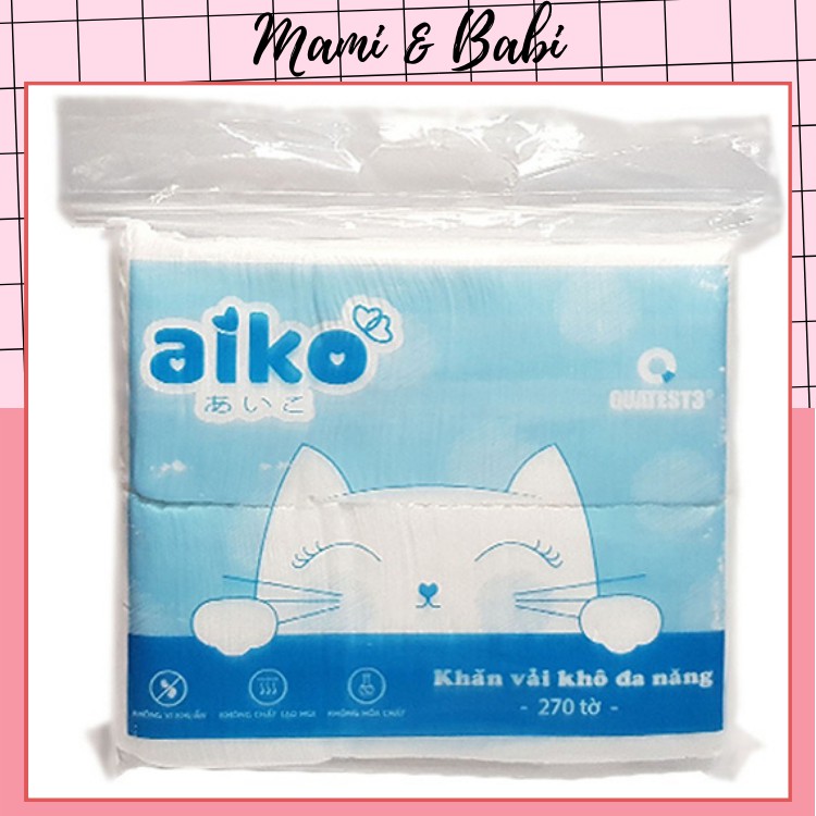 Khăn khô đa năng Aiko  mềm mại, êm ái, thấm hút nhanh, an toàn cho bé - Mami & Babi