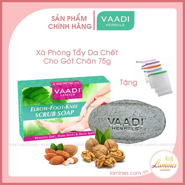 Xà Phòng Vaadi Tẩy Da Chết Gót Chân,Hạnh Nhân và Quả Óc Chó, Elbow Foot Knee Scrub With Almond And Walnut Scrub Soap 75g