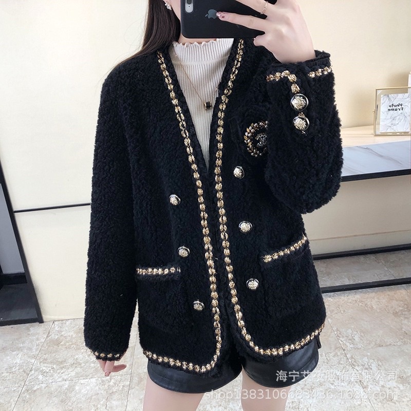 Áo dạ len lông thỏ viền thừng tag ngực