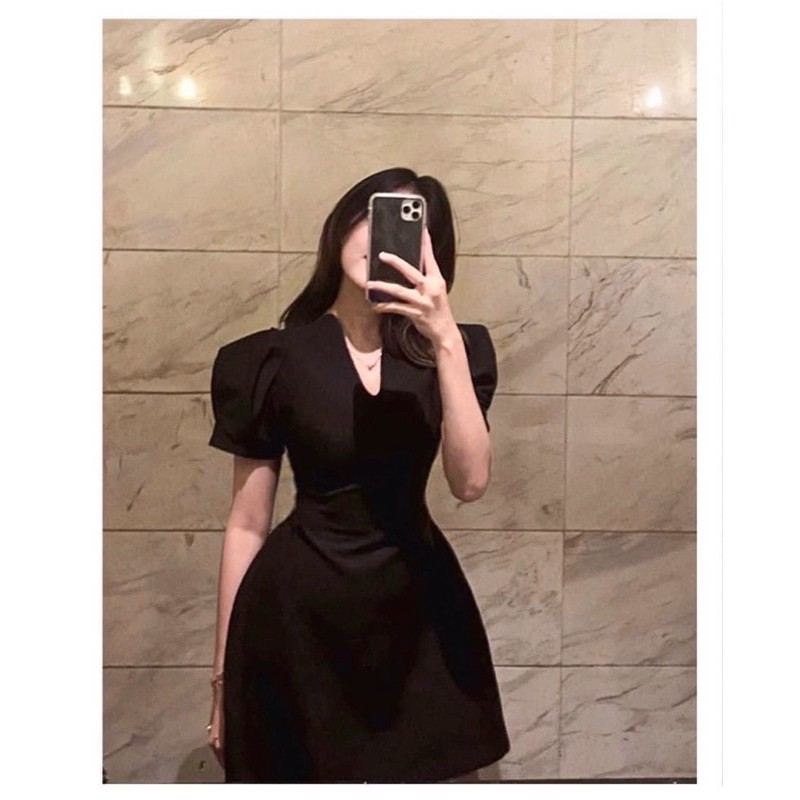 ĐẦM ĐEN CỔ CHÌA KHOÁ TAY PHỒNG - GALIC DRESS