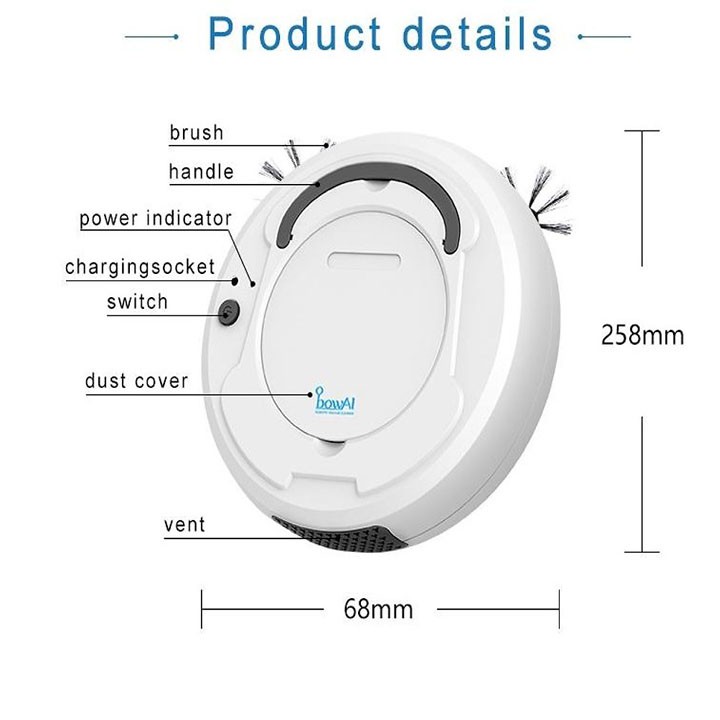 Robot hút bụi, chổi lau nhà thông minh Bowai,Tự động hút bụi, lau nhà