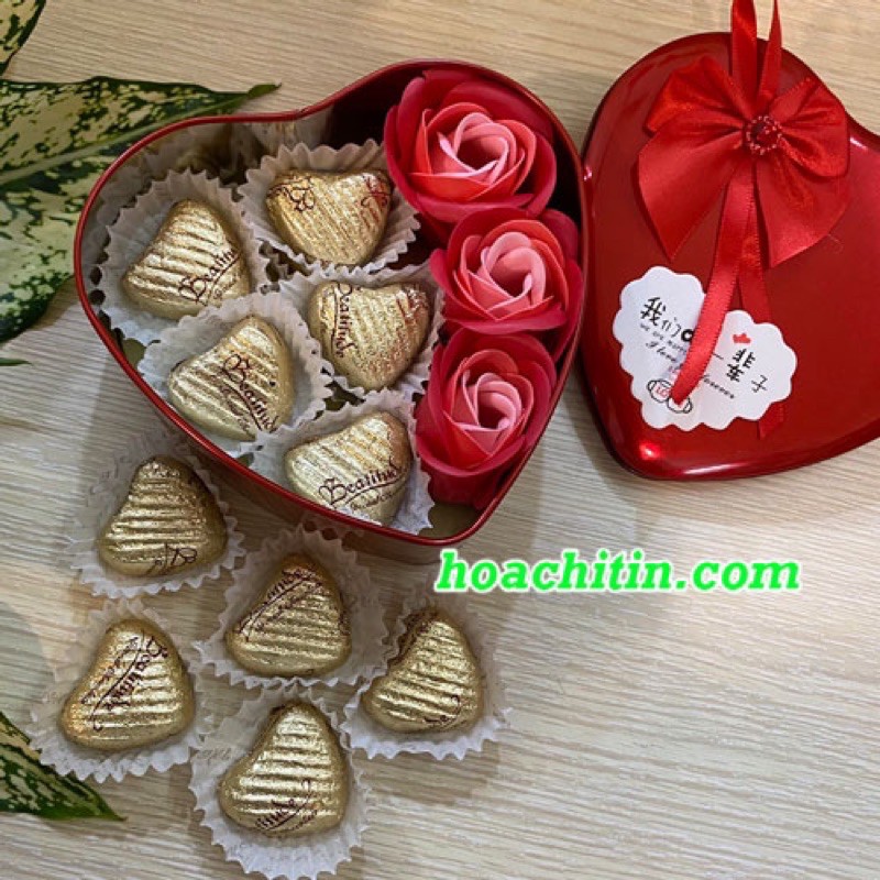 Socola Valentine Trái Tim Hoa Hồng Đỏ