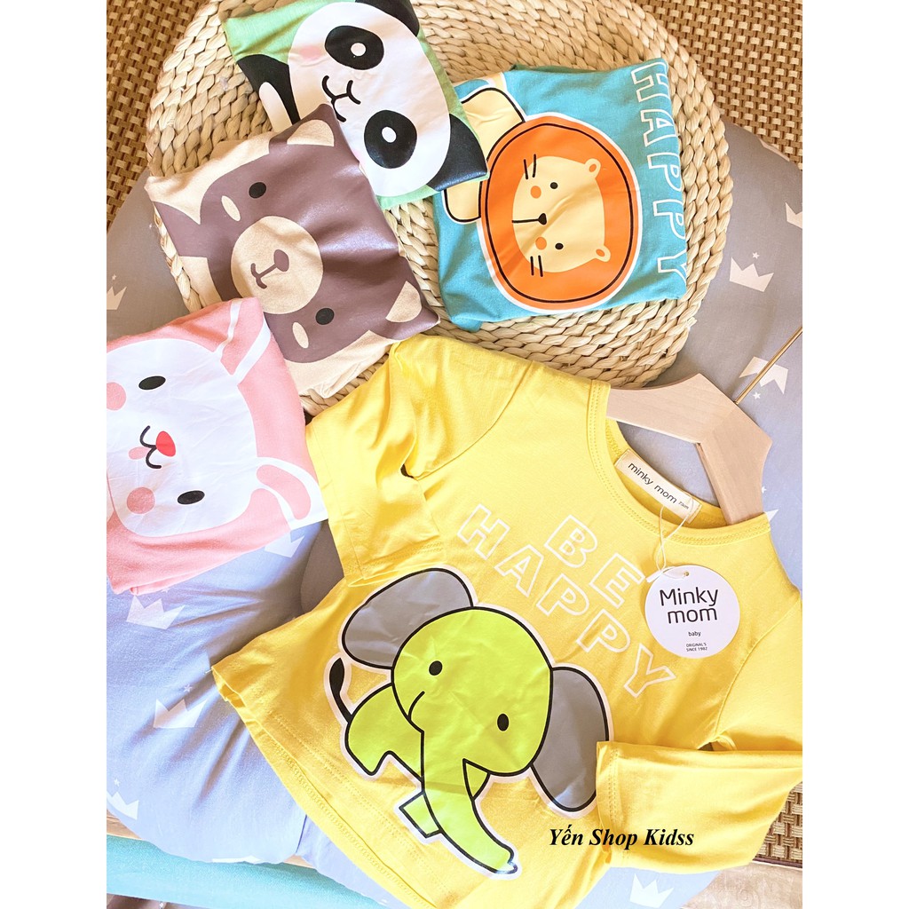 Sale !!!  Áo Dài Tay Minky Mom Chất Thun Lạnh Họa Tiết Gấu Nâu-Gấu Trúc Cho Bé (Size 6-19kg) (1203)