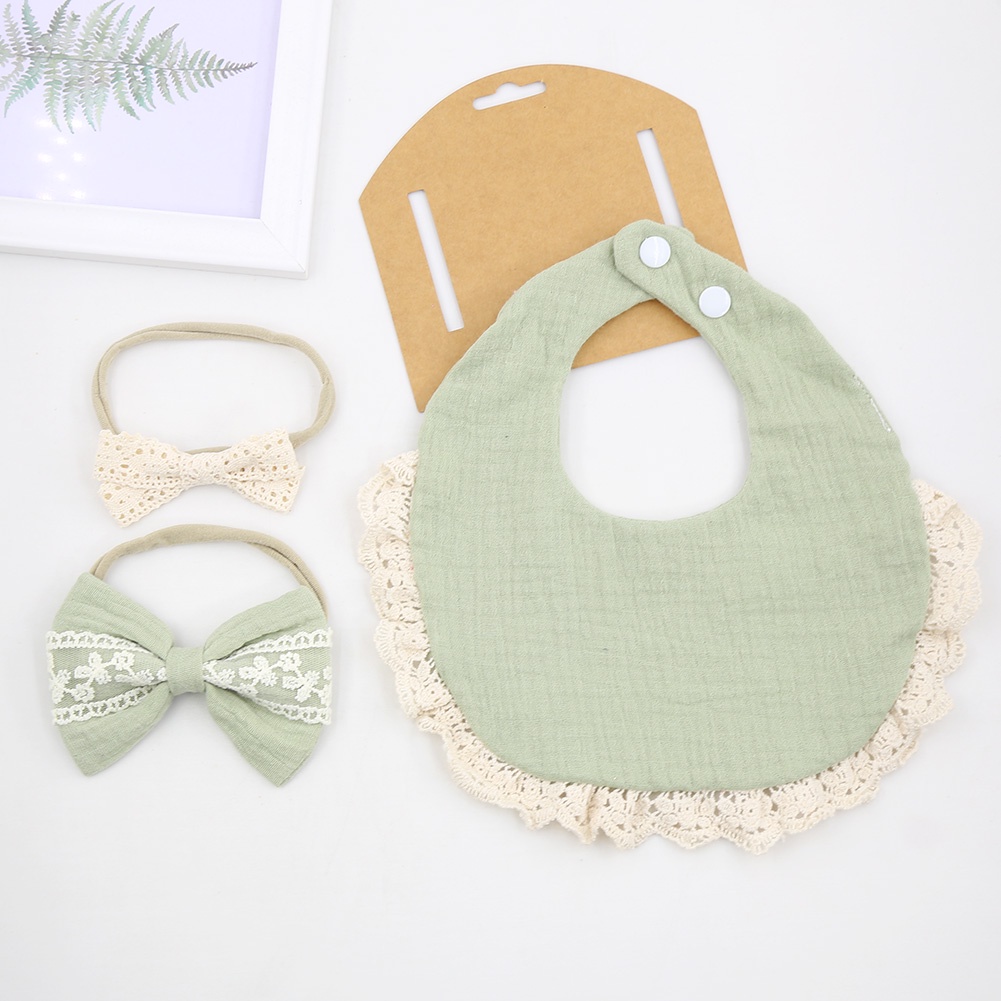 1 Bộ Yếm Ăn Cotton Nhăn Không Thấm Nước Hai Lớp Có Thể Điều Chỉnh Cho Bé Sơ Sinh