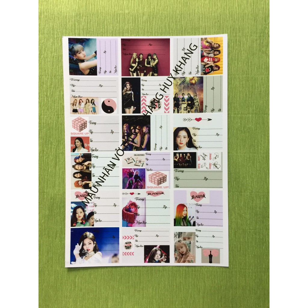 Sét 30 tờ nhãn vở Blackpink 1 tờ có 18 tem nhãn