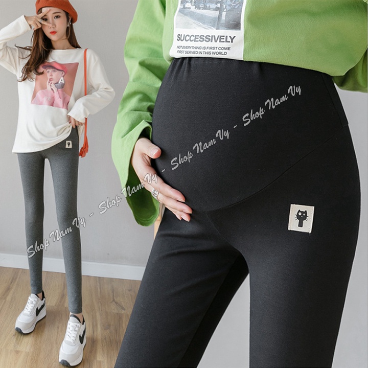 Quần legging bầu Mèo có chun điều chỉnh cotton cao cấp