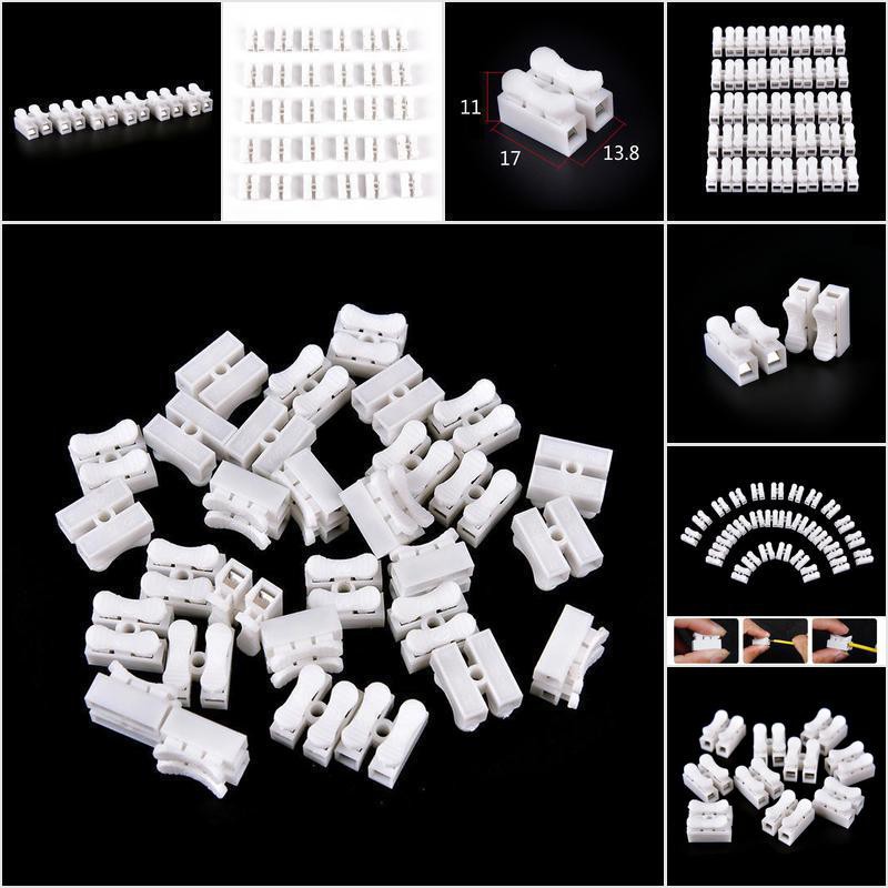Set 30 Đầu Nối Dây Cáp Tự Khóa 2 Pin Màu Trắng Chuyên Dụng