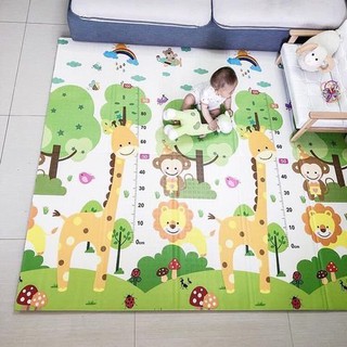 Thảm xốp cho bé XPE gấp gọn tấm lót trải sàn 2 mặt chống thấm chống trơn hàn quốc phủ silicon 1m8*2m