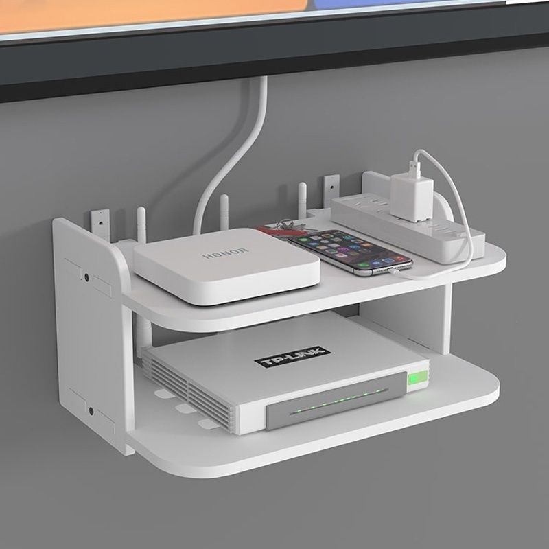 Giá đỡ đựng cục phát wifi gắn tường với góc tròn chống va chạm