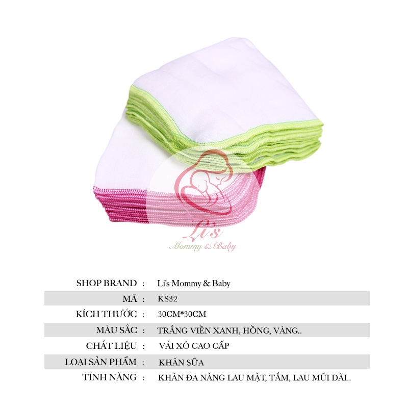 Khăn sữa cho bé Marigo Phú Đô sơ sinh 3 lớp 4 lớp vải xô 100% Cotton hàng đẹp Mã K32