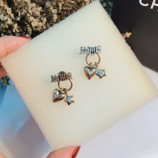 Khuyên tai bông tai jadior tim sao siêu hot khắc logo chìm