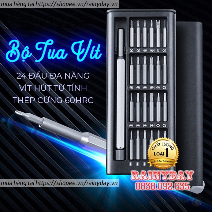 ∋Bộ tua vít đa năng mini 24 đầu nhỏ sửa điện thoại, tô từ tính mở laptop mắt kính iphone đồng hồ