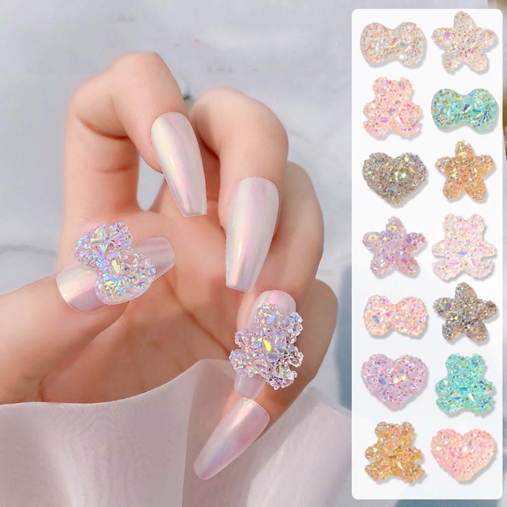 Phụ Kiện Trang Trí Móng Tay 3D Trong Suốt Hình Nơ Cực Quang