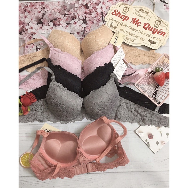 Áo lót ren Thái Lan mút kép dày 3cm nâng đẩy ngực tự nhiên- hàng có gọng ôm sát ngực