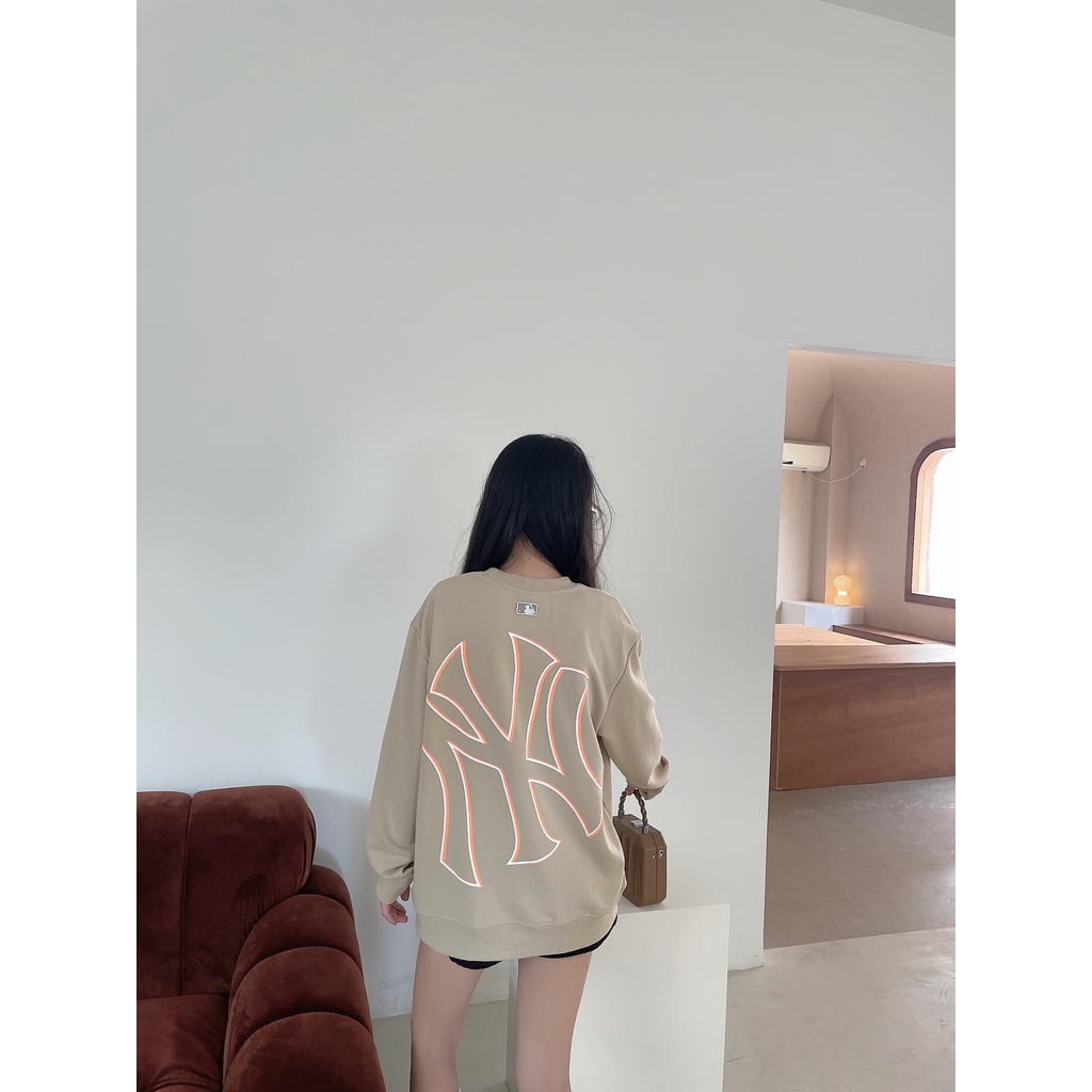 ❤❀  ❤ Mlb Áo Nỉ Dài Tay Cổ Tròn Thêu Họa Tiết Thời Trang Cho Nam Nữ